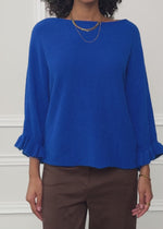 Oversized jumper with boat neck - blue