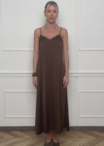 Maxi satin dress - dark brown