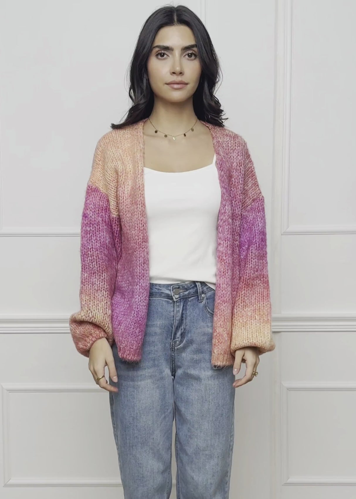 Open cardigan with color gradient - pink by SASSYCLASSY