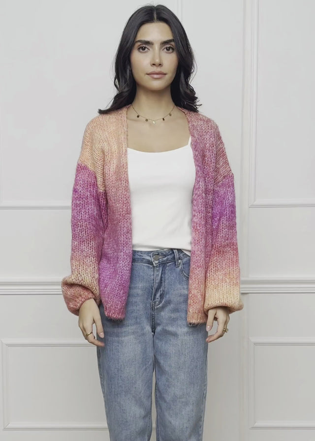 Open cardigan with color gradient - pink by SASSYCLASSY