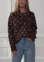 Polka dot jumper with scarf - brown
