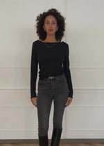 Pointelle Langarmshirt - schwarz