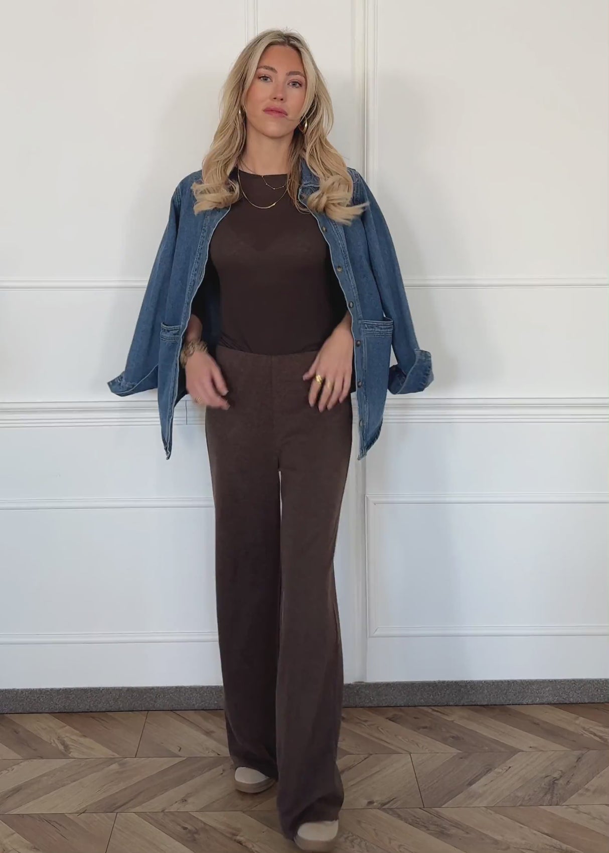 Loungewear Hose mit geradem Bein - braun