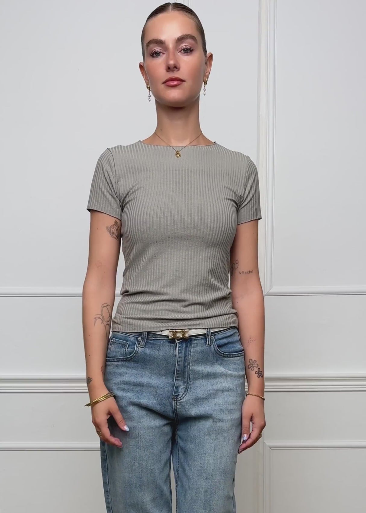 Crop shirt, grey