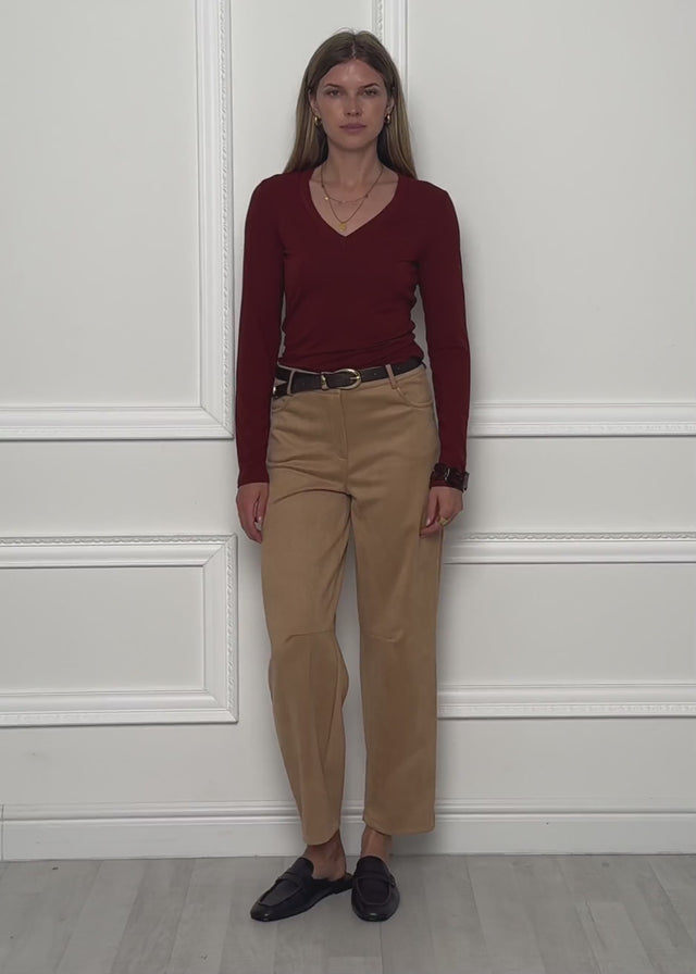 Langarmshirt mit V-Ausschnitt - burgundy von SASSYCLASSY