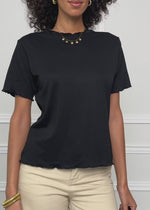 T-Shirt mit Wellenkante - schwarz