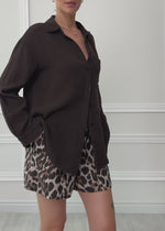 Musselin Hemdbluse - schokobraun