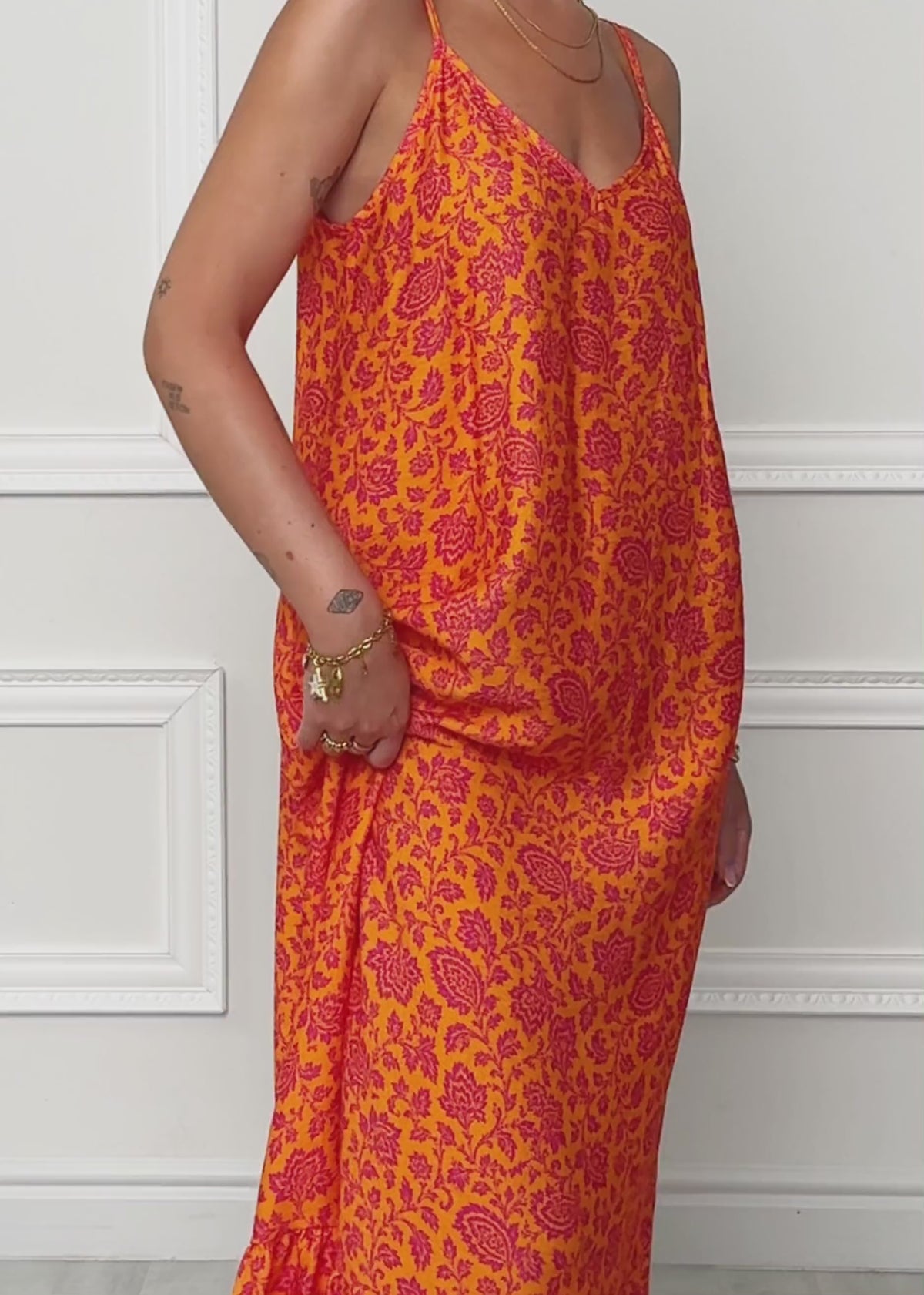 Maxikleid mit floralem Print - orange von SASSYCLASSY