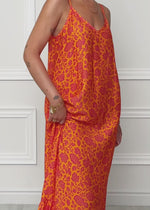 Maxikleid mit floralem Print - orange