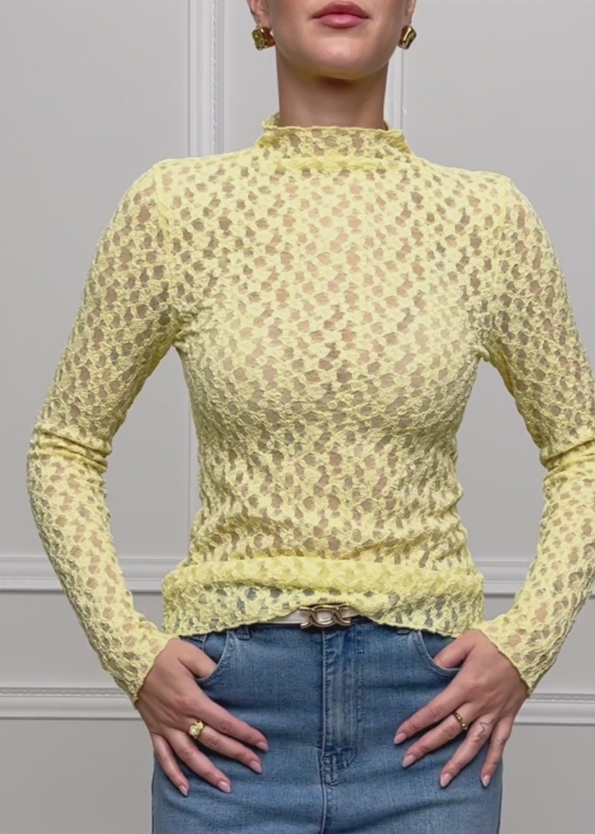 Langarmshirt aus Spitze - gelb by SASSYCLASSY