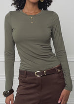Long-sleeved top - khaki