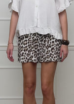 Musselin shorts with Leo-Print-off-white brown