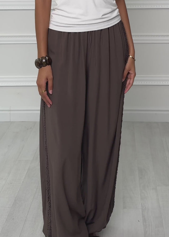 Balloon trousers with lace inserts - brown by SASSYCLASSY