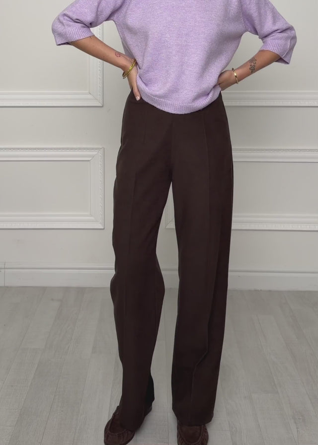 Straight-Leg-Hose mit Bügelfalte - braun