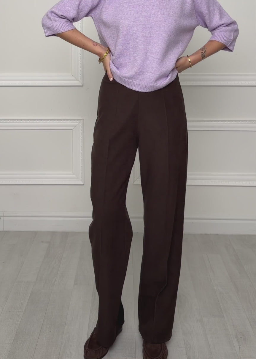 Straight-Leg-Hose mit Bügelfalte - braun