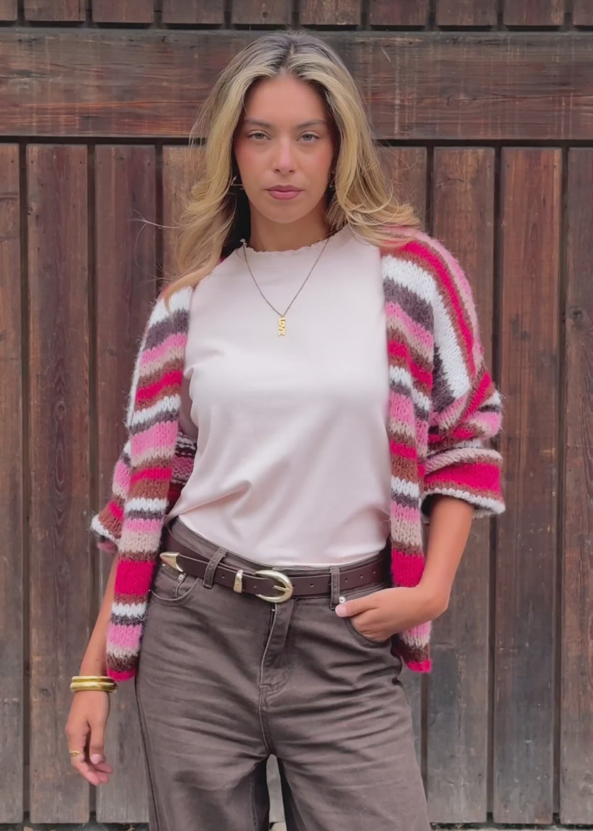 Striped multicolored cardigan - pink by SASSYCLASSY
