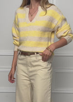Striped jumper with trim - beige-yellow