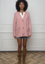 Oversize Cardigan mit Taschen - puderrosa