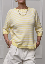 Gestreiftes Viskose-Strickoberteil - gelb-offwhite