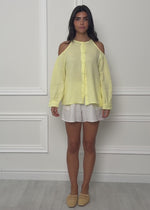 Musselin Bluse mit Cut-Outs - gelb