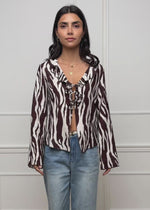 Hose in Viskose mit Zebra-Print - braun