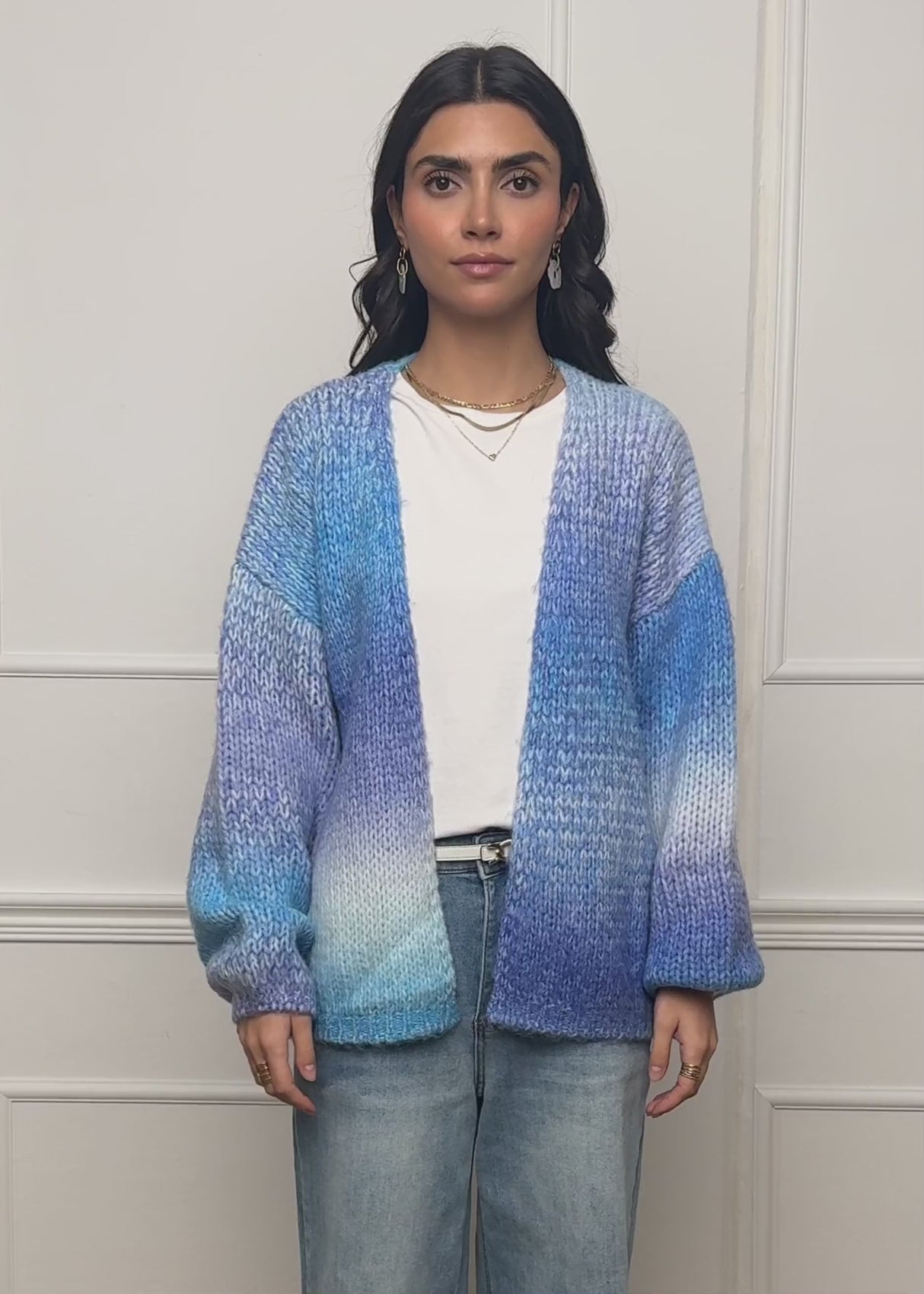 Open cardigan with color gradient - blue by SASSYCLASSY