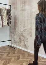 Oversize Strickpullover mit Rautenmuster - grau-braun