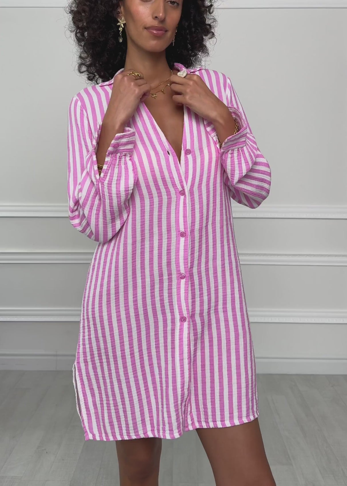 Gestreiftes Strandkleid - pink-weiß von SASSYCLASSY