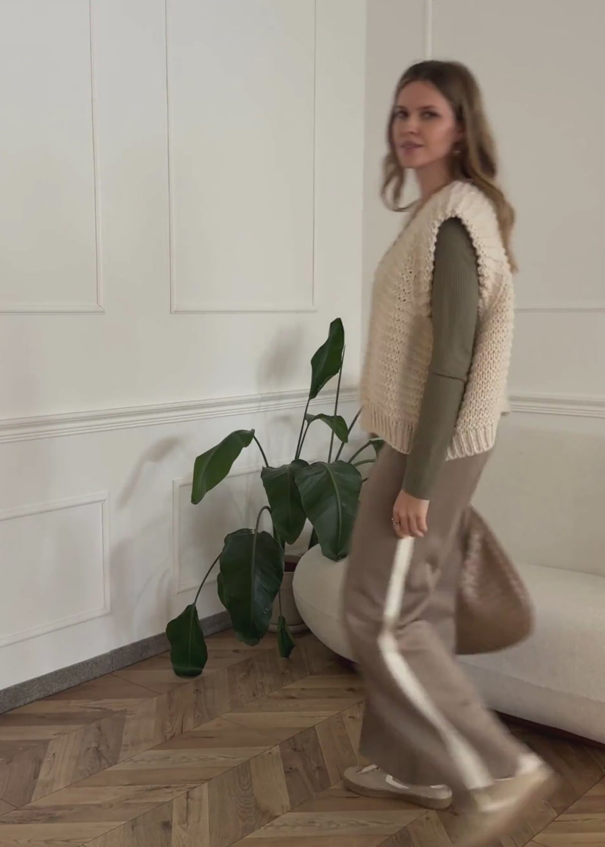 Geripptes Langarmshirt - khaki