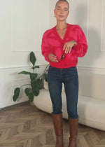 Cardigan with Animal print-pink-red