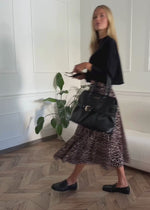 Long chiffon rock with Leo -Print - beige