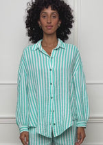 Gestreifte Musselin Shorts - mint