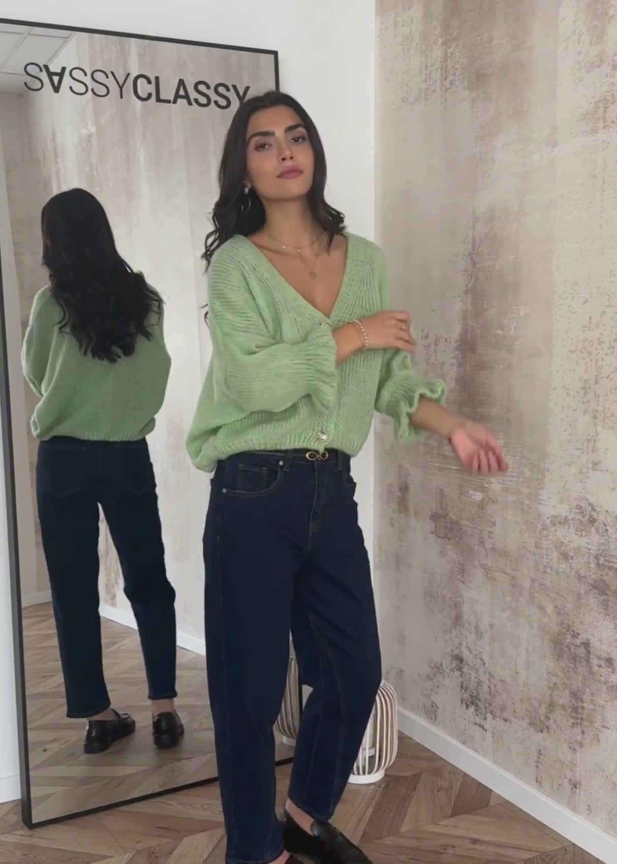 Cardigan mit 3/4-Ärmeln - grün