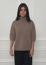 Oversized Kurzarmpullover mit Noppenstruktur - taupe