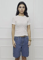 T-Shirt aus floraler Spitze - offwhite