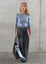 3/4 Arm Rippshirt - jeansblau