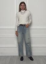 Bouclé Top mit Spitze - offwhite