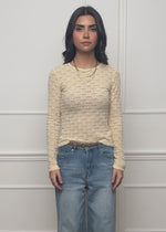 Long-sleeved floral lace shirt - butter yellow