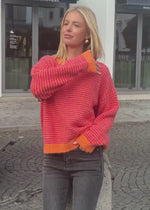 Gestreifter Pullover - orange