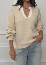 Pullover mit Blende - beige