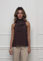 Chiffon Polka Dot Top - brown