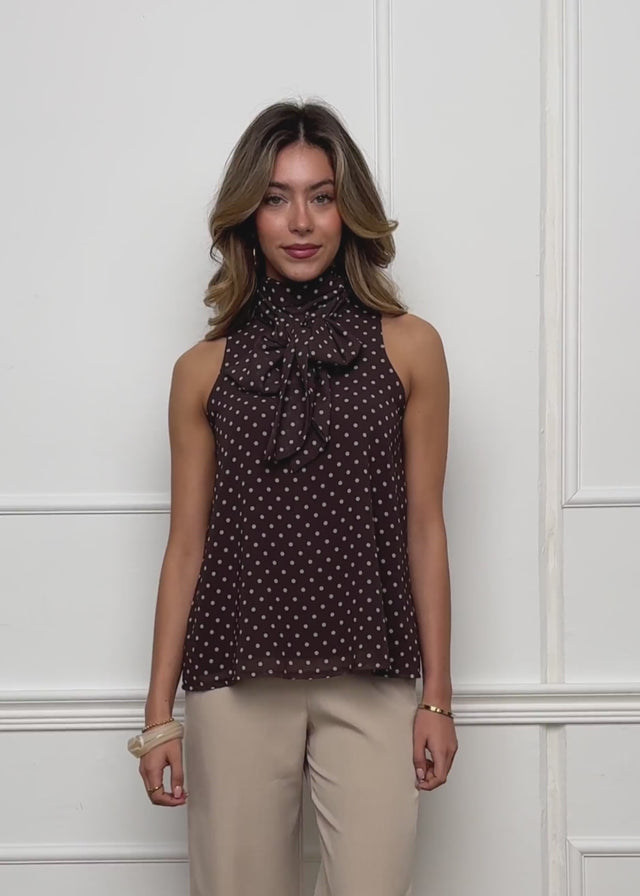Chiffon Top mit Punkten - braun von SASSYCLASSY