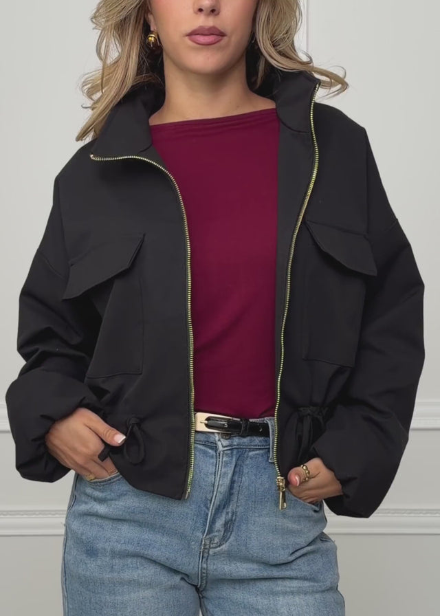 Blousonjacke mit Stehkragen - schwarz von SASSYCLASSY