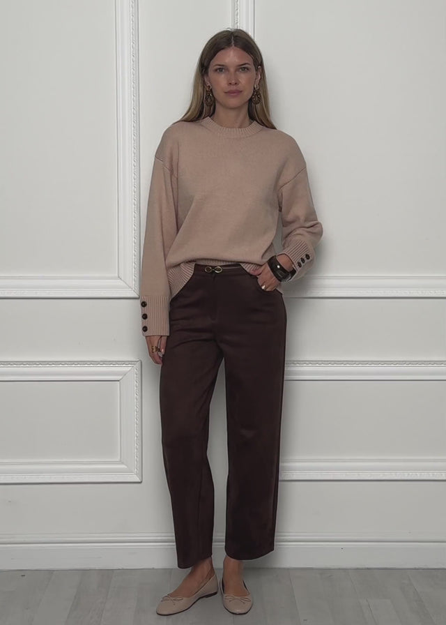 Knit jumper with button detail - beige by SASSYCLASSY