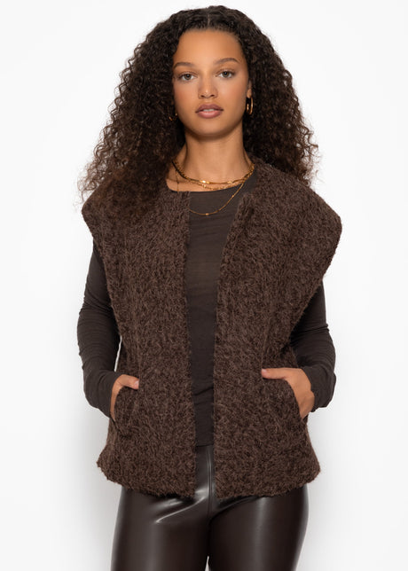 Ärmellose Weste mit Wollstruktur - braun von SASSYCLASSY
