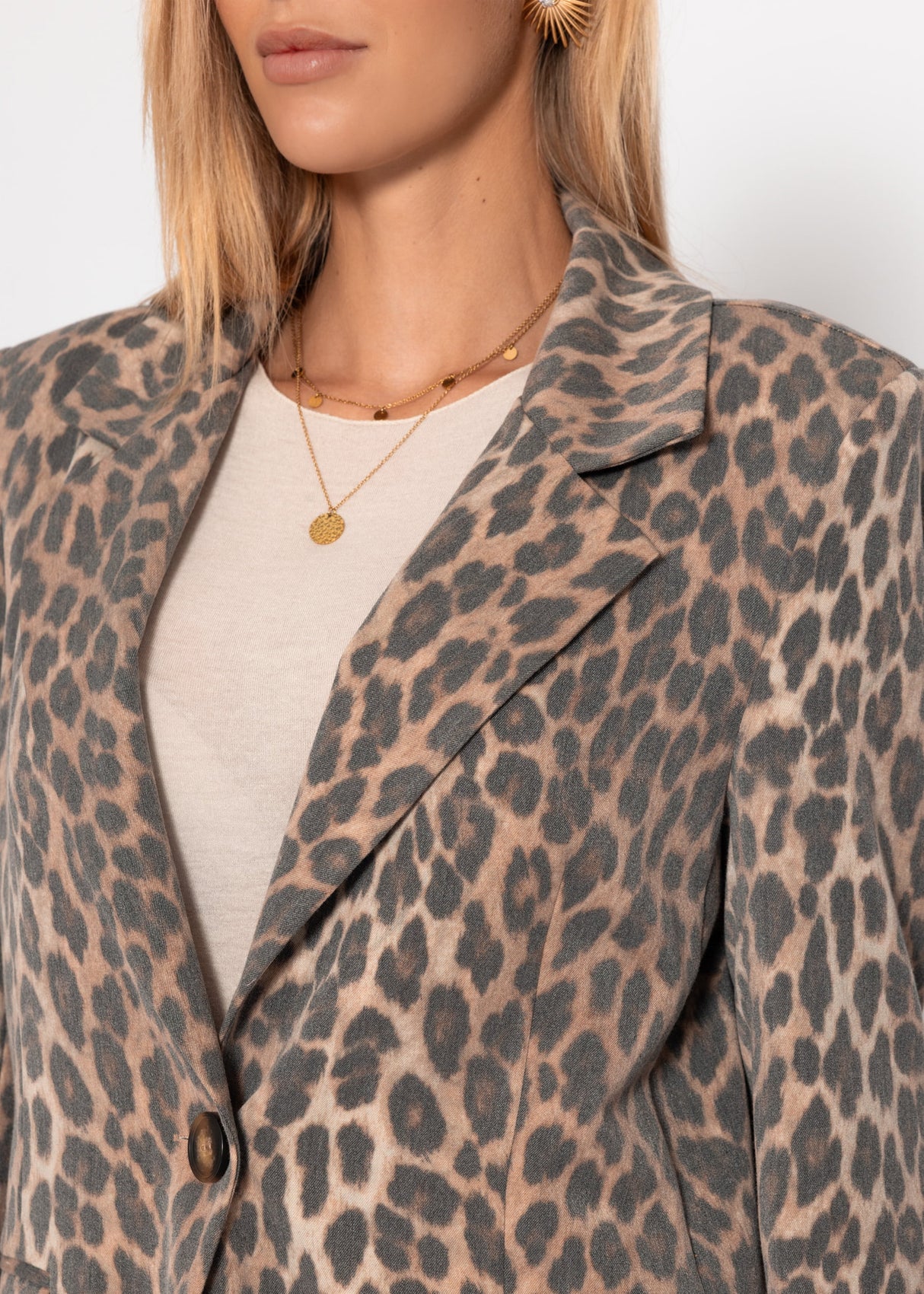Blazer mit Leo-Print - braun