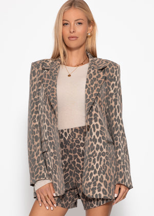 Blazer mit Leo-Print - braun