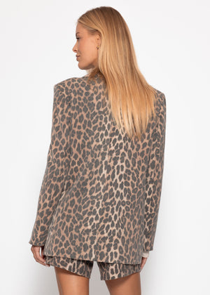 Blazer mit Leo-Print - braun