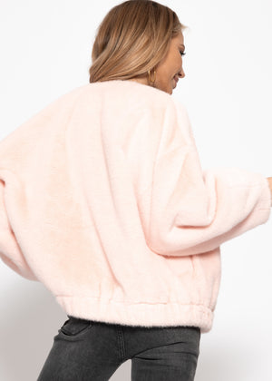 Bomberjacke aus Fellimitat - rosa
