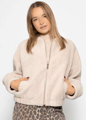Bomberjacke aus Teddyfell - beige
